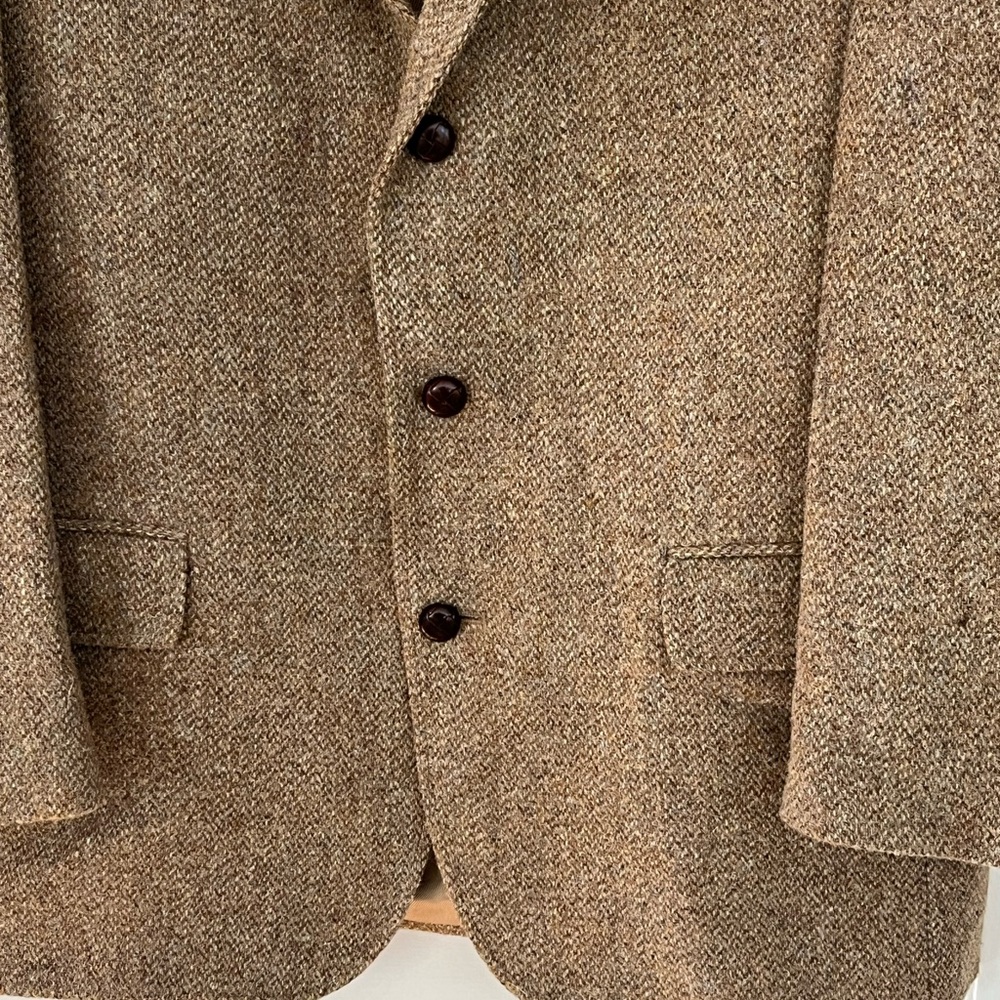 VINTAGE HARRIS TWEED MENS JACKET 100% Handwoven Wool Made for Orvis Size 42R - Picture 5 of 15